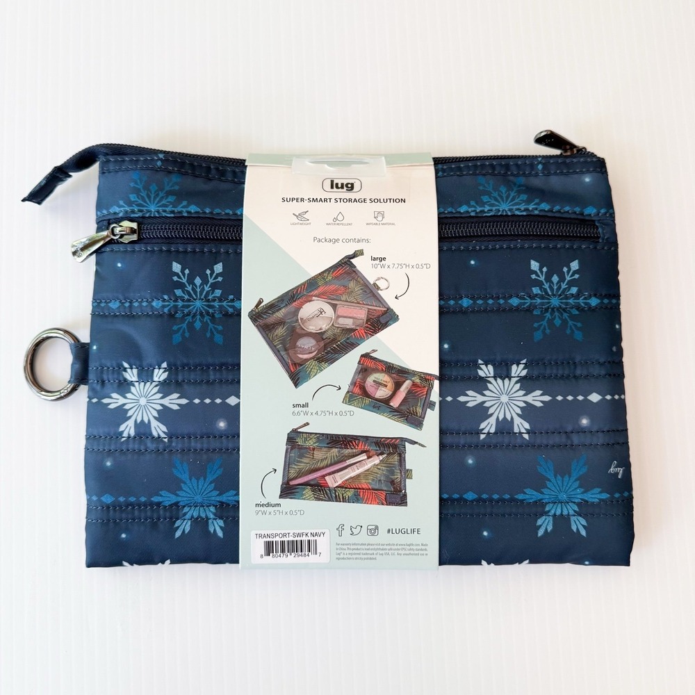 Lug Transport 3-Piece Storage Envelope Set Snowflake Navy NWT Travel Organizers - Picture 6 of 7